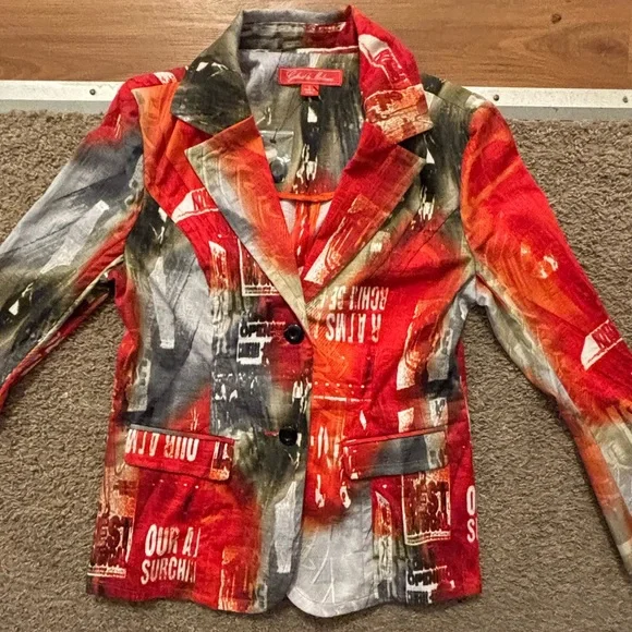 Gabrilla Molinari NWOT Women's 6 Multicolor Blazer Button Up Sleeves Never Worn - Picture 8 of 12
